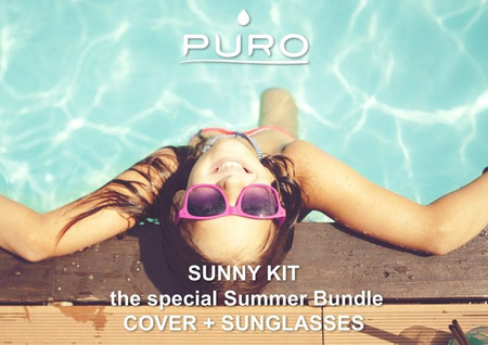 PURO Sunny Kit - iPhone SE (2022 / 2020) / 8 / 7 case set + foldable sunglasses (blue)