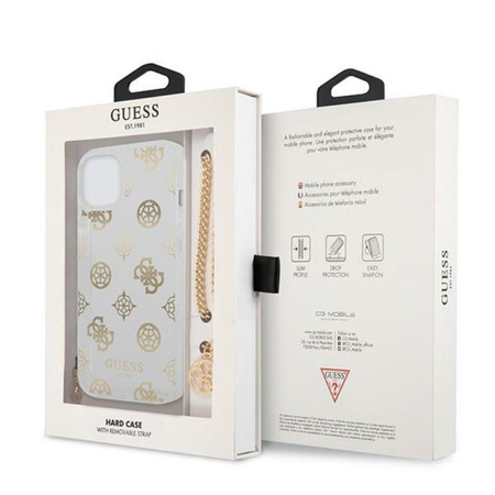 Guess Peony Chain Handle - Etui iPhone 13 mini (złoty)