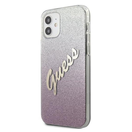 Guess Glitter Gradient Script - iPhone 12 mini case (pink)