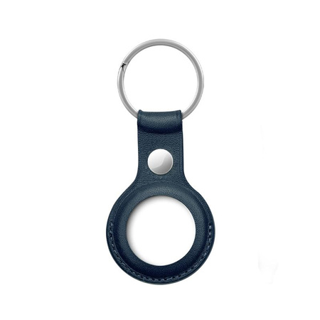 Crong Leather Case with Key Ring - Leather key ring for Apple AirTag (navy blue)