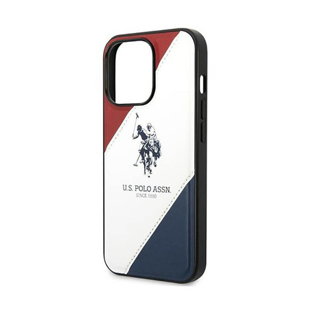 US Polo Assn Tricolor Embossed - Coque pour iPhone 14 Pro Max (blanc)