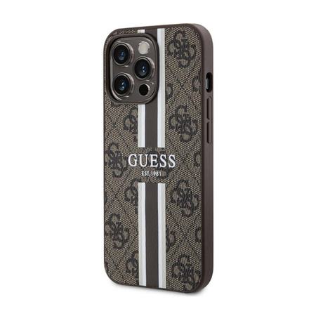 Guess 4G Étui MagSafe à rayures imprimées - iPhone 13 Pro (Marron)