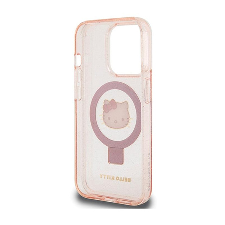 Hello Kitty Ring Stand Glitter Electrop Logo MagSafe - iPhone 15 Pro Tasche (rosa)