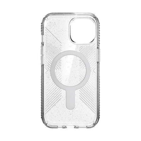 Speck Presidio Lux Grip ClickLock & Magsafe - iPhone 15 Case (Clear / Chrome Finish / Serene Silver)