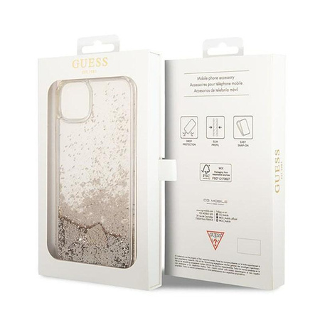 Guess Liquid Glitter Charms - Coque iPhone 14 (Or)