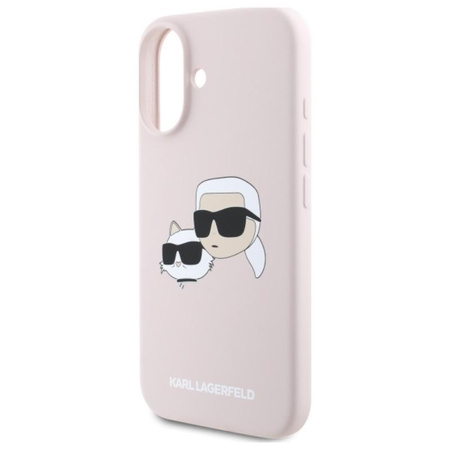 Karl Lagerfeld Silicone Double Heads Print MagSafe – Pouzdro iPhone 16 (růžové)