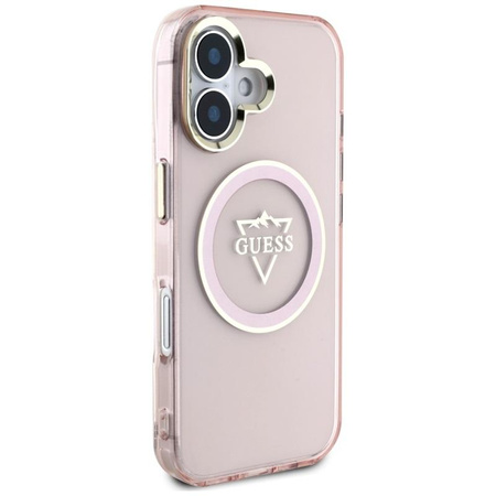 Guess IML Metal Mountain Logo MagSafe - étui pour iPhone 16 (rose)