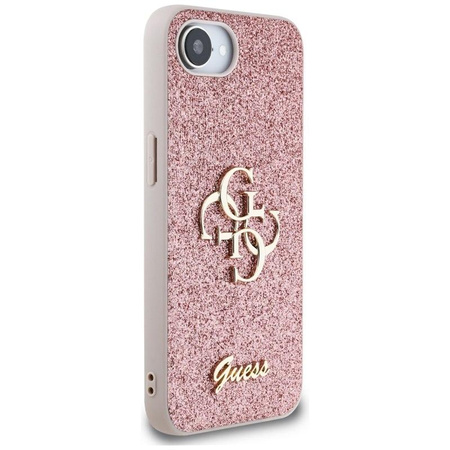 Guess Fixed Glitter Big 4G - Coque pour iPhone 16e (rose)