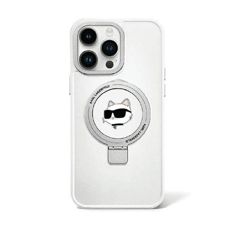 Karl Lagerfeld Ring Stand Choupette Head MagSafe - Étui pour iPhone 15 Plus (blanc)