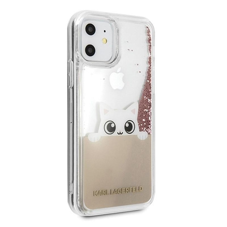 Karl Lagerfeld K-Peek A Boo - iPhone 11 Hülle (Glitter Pink Gold)
