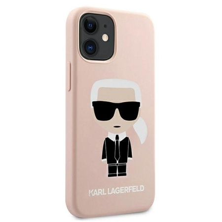 Karl Lagerfeld Fullbody Silicone Iconic - pouzdro pro iPhone 12 Mini (světle růžové)