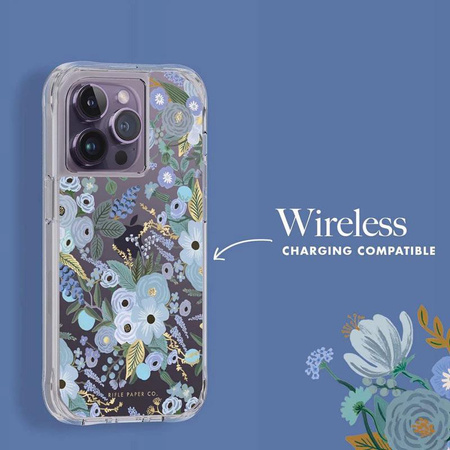 Rifle Paper Clear - iPhone 14 Pro Case (Garden Party Blue)