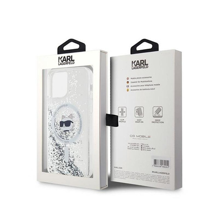 Karl Lagerfeld Liquid Glitter Choupette Head MagSafe - iPhone 12 / iPhone 12 Pro Case (Transparent)