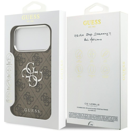 Guess 4G Big 4G Classic Logo - Case iPhone 17 Pro Max (Braun / Silber)