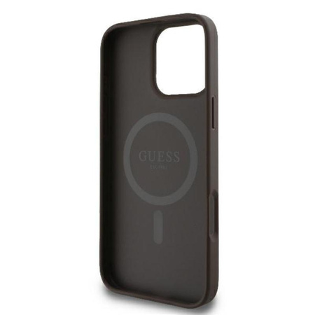 Guess 4G Étui MagSafe à rayures imprimées - iPhone 16 Pro (marron)