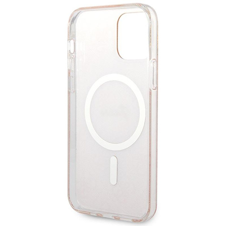 Guess Bundle Pack MagSafe 4G - MagSafe iPhone 12 / iPhone 12 Pro Tasche + Ladegerät Set (rosa/gold)