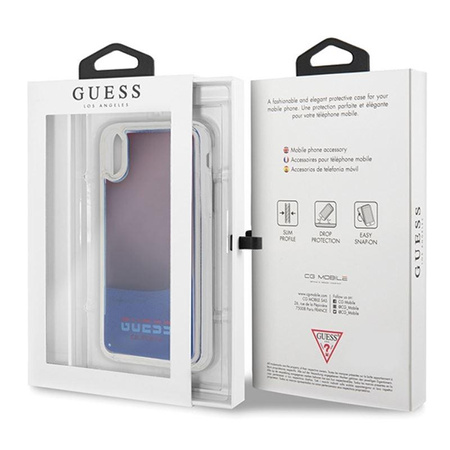 Guess California - pouzdro pro iPhone Xs / X (svítící ve tmě, pískové/červené)