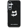 Karl Lagerfeld Leder Monogramm Pin Logo Choupette Kopf - Samsung Galaxy S25 Fall (schwarz)