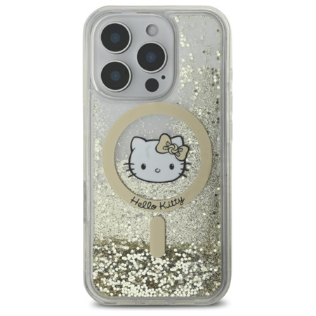 Hello Kitty Liquid Glitter Fever MagSafe - pouzdro pro iPhone 16 Pro (bílé / zlaté)