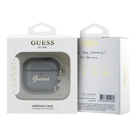 Guess Metallic Script Charm - AirPods 4 Gehäuse (schwarz)