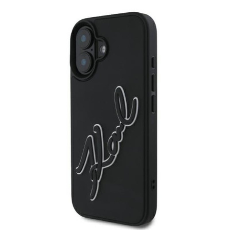 Karl Lagerfeld 3D gumi Bicolor Signature - iPhone 16 tok (fekete)
