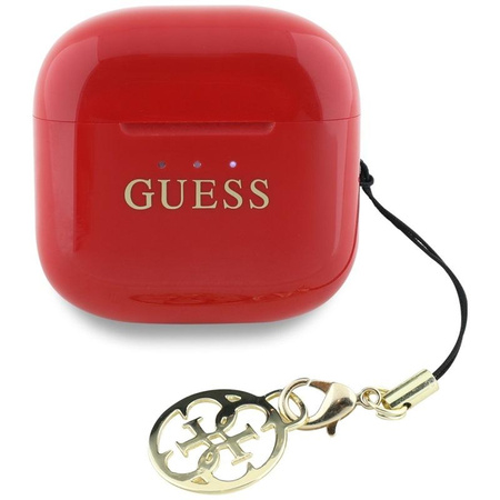 Guess Glossy Effect Printed Classic Logo & Charm - TWS Casque Bluetooth + étui de chargement (rouge)