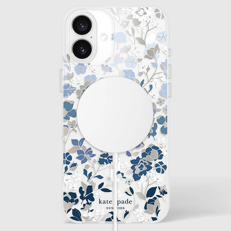Kate Spade New York Protective Gems MagSafe - iPhone 16 Plus tok (virágágyás kék)