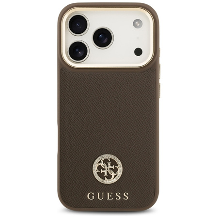 Guess Grained Strass Logo MagSafe - Hülle iPhone 17 Pro (braun)