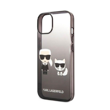Karl Lagerfeld Gradient Ikonik Karl & Choupette - Hülle für iPhone 14 Plus (Schwarz)