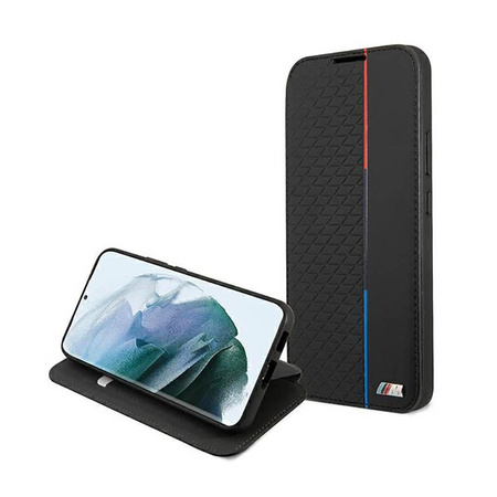 BMW Booktype M Collection Triangles - pouzdro pro Samsung Galaxy S22+ (černé)