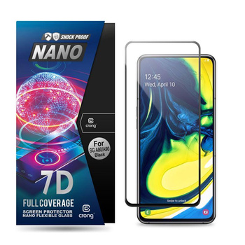 Crong 7D Nano Flexible Glass - 9H Hybridglas für den gesamten Bildschirm des Samsung Galaxy A80 / A90