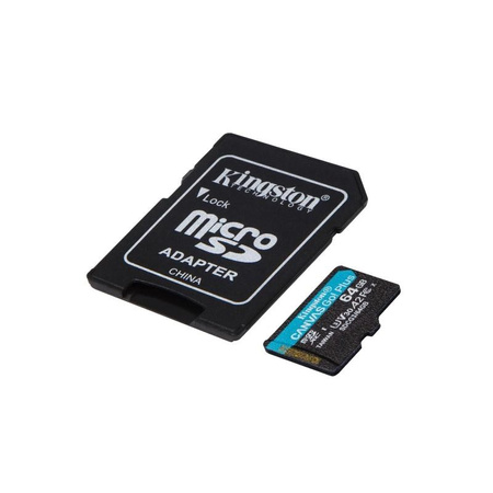 Kingston Canvas Go Plus microSDXC - 64GB A2 V30 Klasse 10 UHS-I U3 Speicherkarte 170/70 Mbps mit Adapter