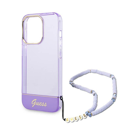 Guess Translucent Pearl Strap - iPhone 14 Pro Case (purple)