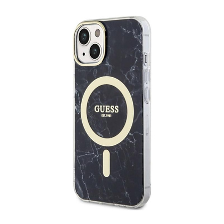 Guess Marble MagSafe - pouzdro pro iPhone 14 Plus (černé)