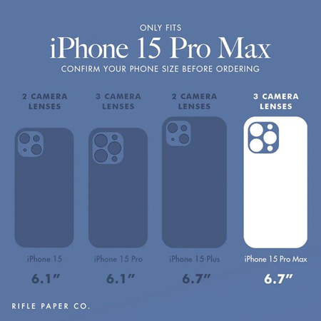 Rifle Paper Clear MagSafe - iPhone 15 Pro Max tok (Garden Party kék)