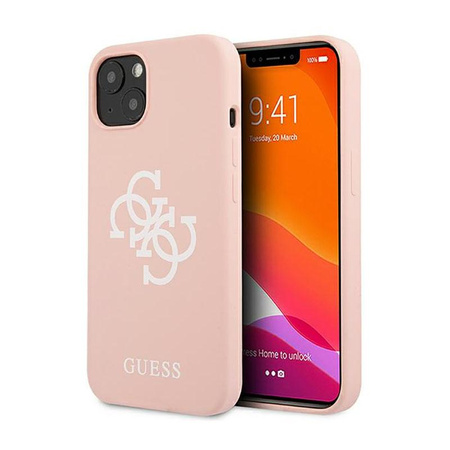 Guess Silicone 4G Big Logo - Coque pour iPhone 13 mini (rose)