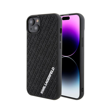 Karl Lagerfeld 3D Rubber Multi Logo - pouzdro pro iPhone 15 Plus (černé)