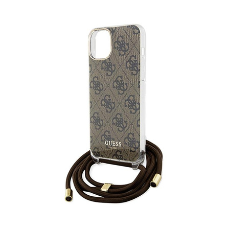 Guess Crossbody Cord 4G Print - Étui pour iPhone 15 (marron)