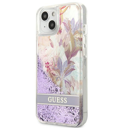 Guess Liquid Glitter Flower - iPhone 13 tok lila)