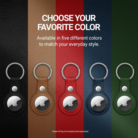 Crong Leather Case with Key Ring - Étui de protection en cuir avec porte-clés pour Apple AirTag (vert)