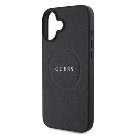 Guess Anneau Grainé MagSafe - Étui pour iPhone 16 Plus (noir)