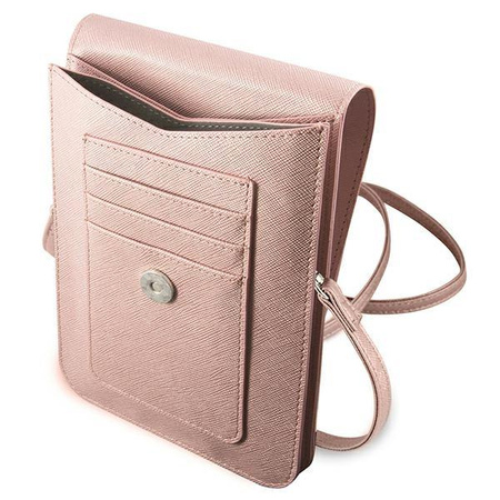 Guess Wallet Saffiano Triangle Logo Phone Bag - Smartphone and Accessory Bag (Pink)