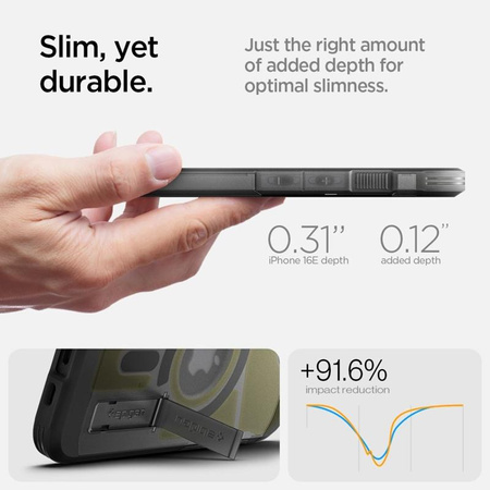 Spigen Tough Armor MagSafe - étui pour iPhone 16e (Frost Black)