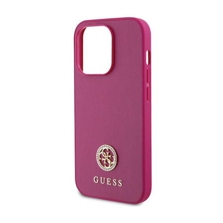 Guess 4G Strass Metal Logo - pouzdro pro iPhone 15 Pro (růžové)