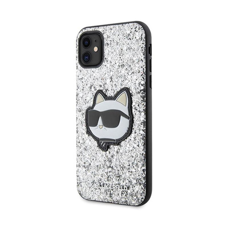 Karl Lagerfeld NFT Glitter Choupette Patch - iPhone 11 tok (ezüst)