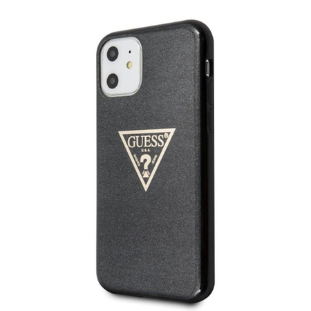 Pouzdro Guess Solid Glitter Triangle - iPhone 11 (černé)