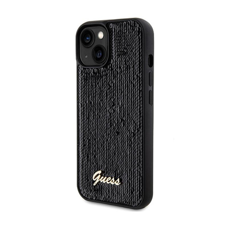 Guess Paillettenschrift Metall - iPhone 14 Tasche (schwarz)