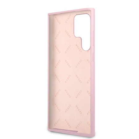 Guess Silicone Script Metal Logo - Etui Samsung Galaxy S22 Ultra (lawenda)