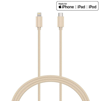 Kanex DuraBraid - Câble de connexion USB-C (Power Delivery) vers Lightning certification MFi 1,2 m (Or)
