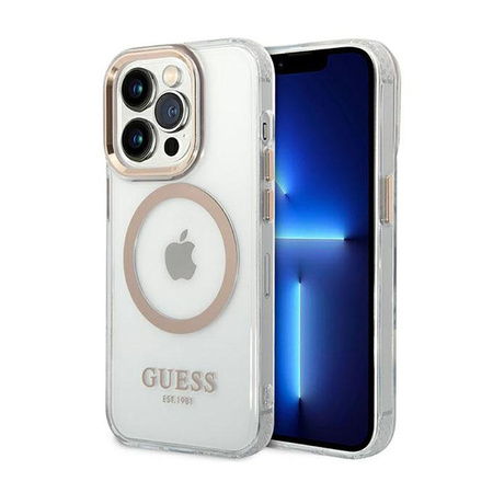 Guess Metal Outline Magsafe - iPhone 14 Pro Max Case (Transparent / Gold)